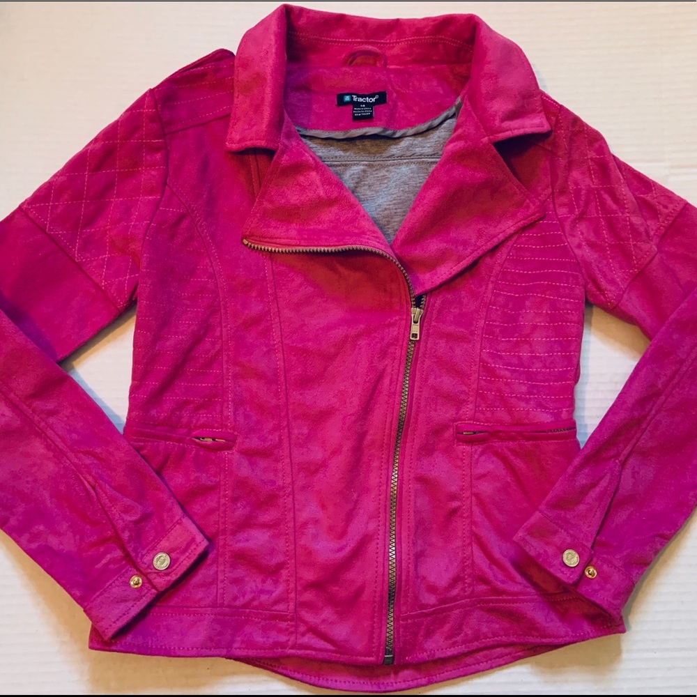 Tractor Pink Faux Suede Jacket